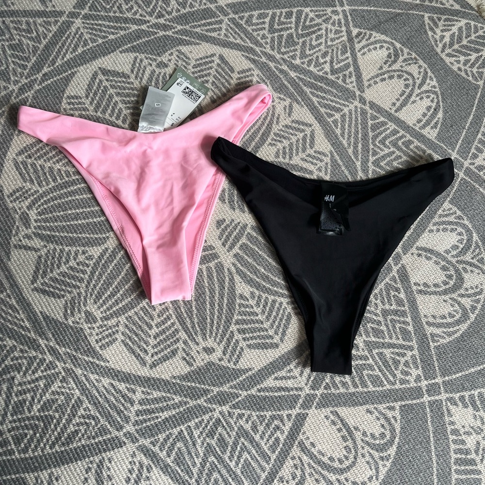 H&M Pink and Black small bikini bottoms